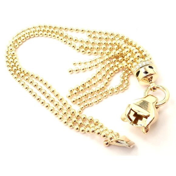 Authentic Panthere De Cartier Panther 18k Yellow Gold Diamond Tsavorite Bracelet - Picture 4 of 12